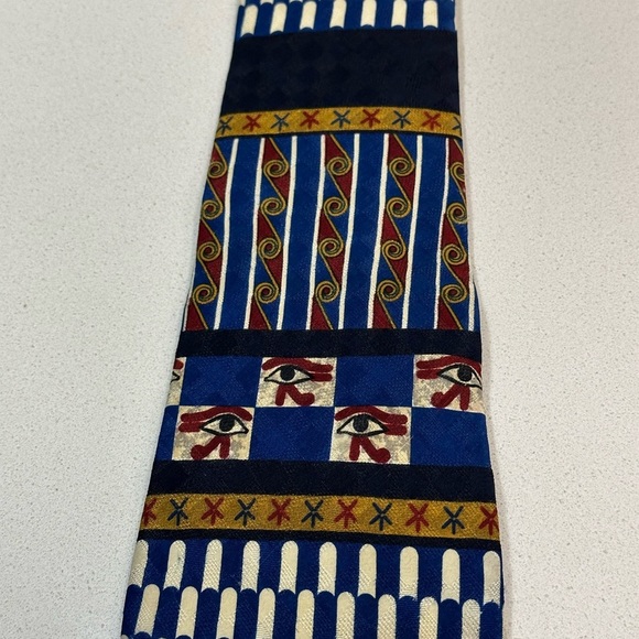 Vintage metropolitan museum “The Met” ancient Egyptian nostalgia art silk tie - Picture 3 of 12